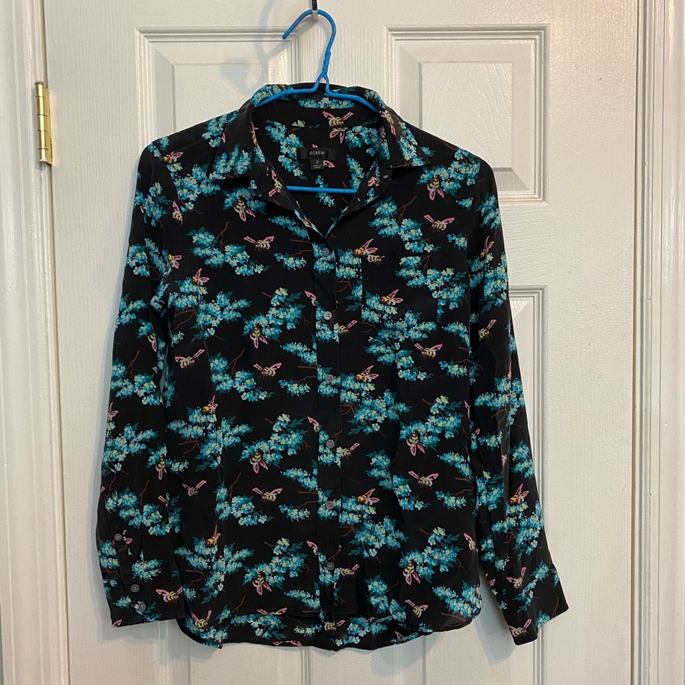 J Crew Summer Light Gorgeous Bee Button-down 2 SM